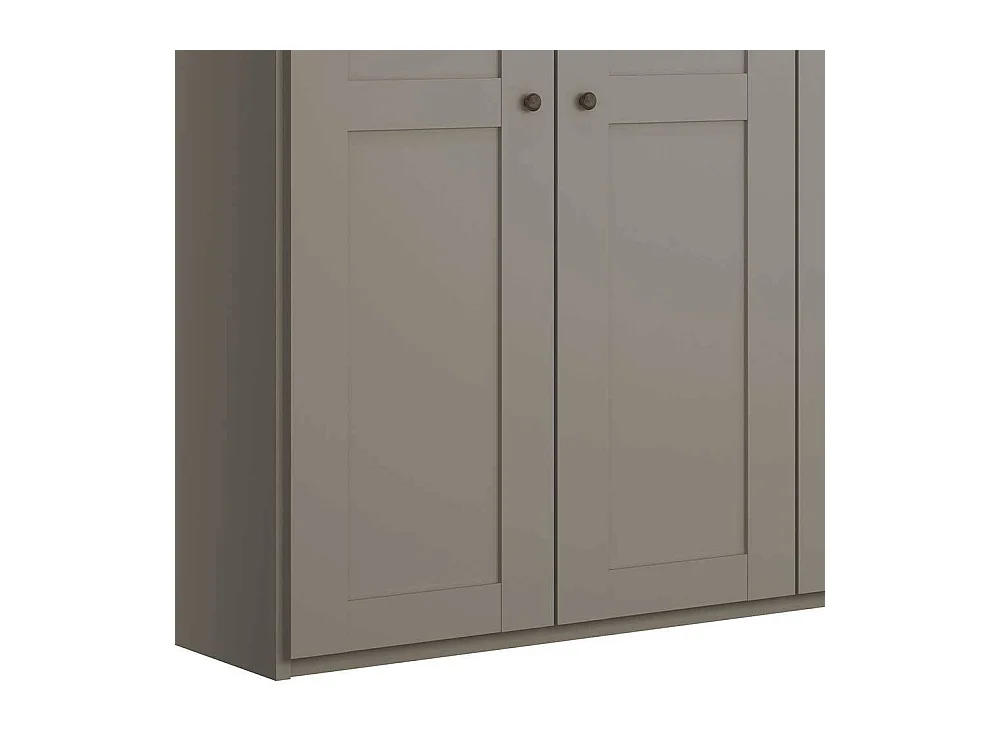 Hellgrauer Schlafzimmerschrank 200 cm breit 4 Drehtüren