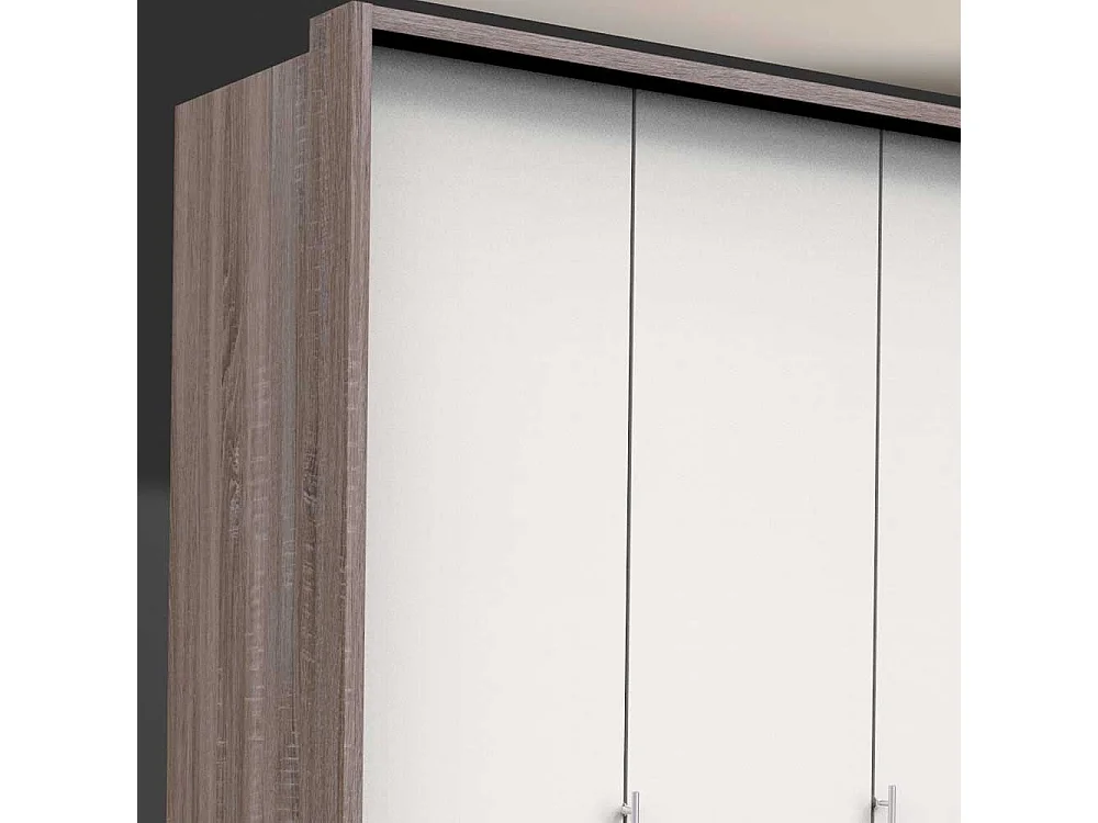 Kompakter Schlafzimmerschrank in Weiß Eiche Trüffelfarben Made in Germany