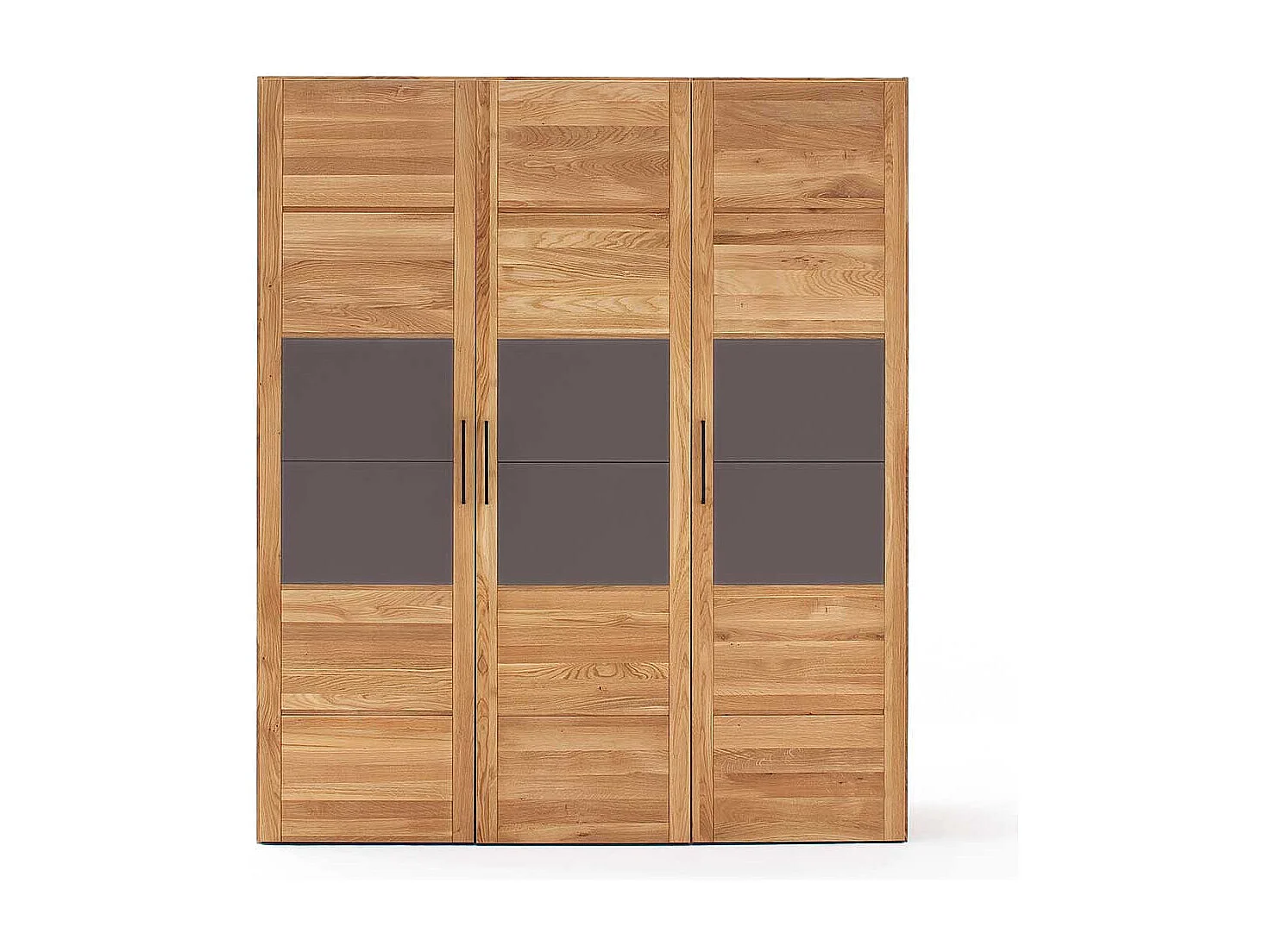 Massiver Kleiderschrank aus Wildeiche und Glas 3 türig