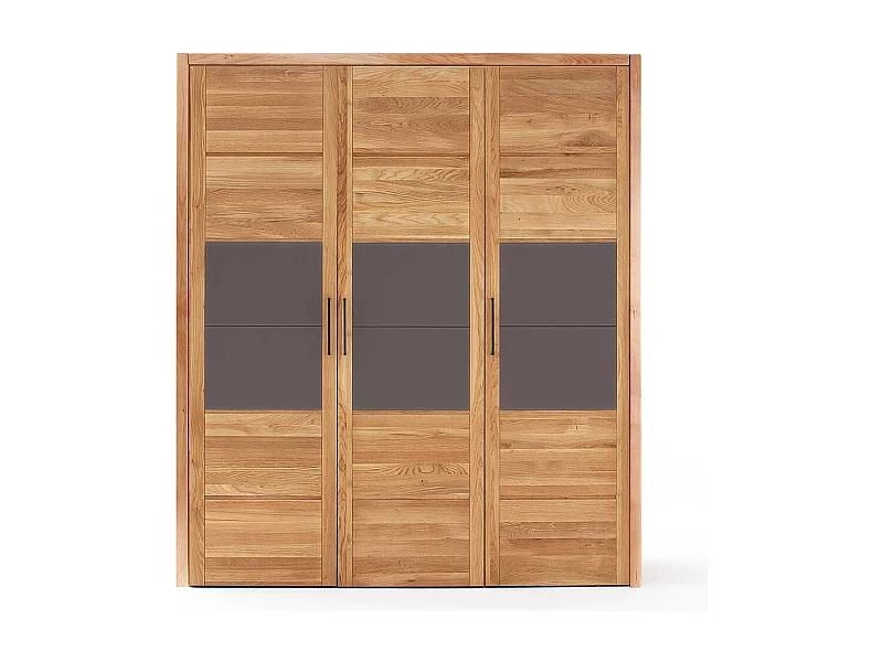 Massiver Kleiderschrank aus Wildeiche und Glas 3 türig
