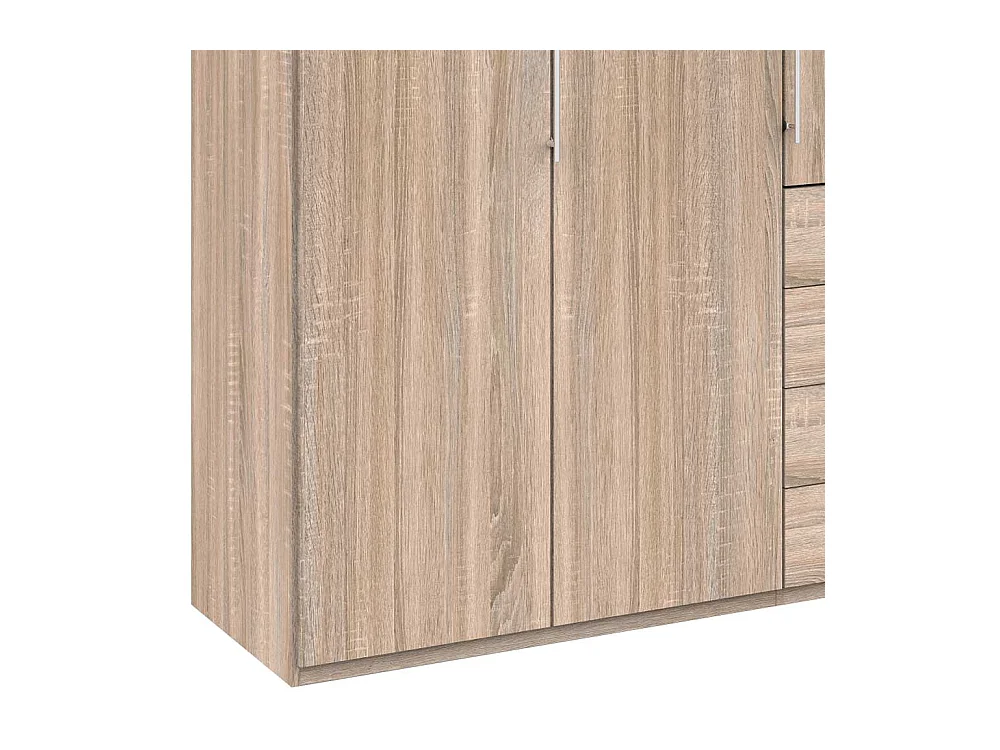 3 türiger Kleiderschrank mit vier Schubladen Eiche Sägerau