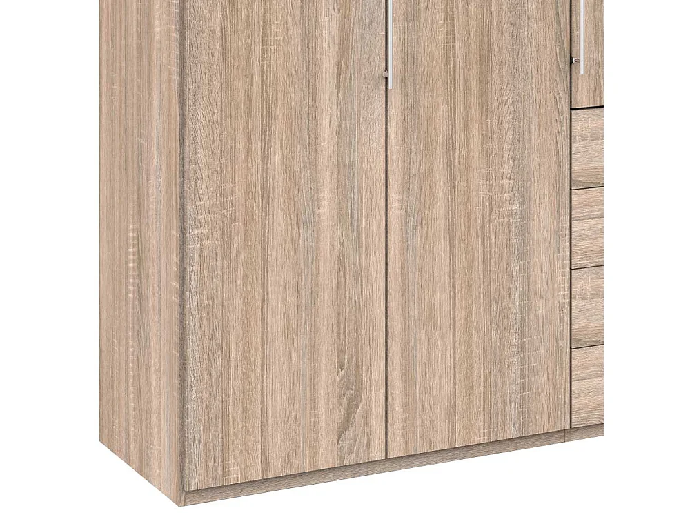 3 türiger Kleiderschrank mit vier Schubladen Eiche Sägerau