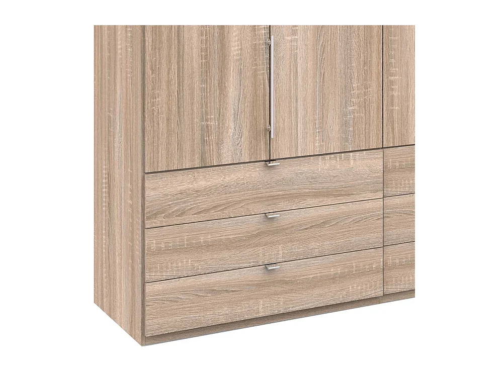 Falttüren Kleiderschrank in Eiche Sägerau neun Schubladen