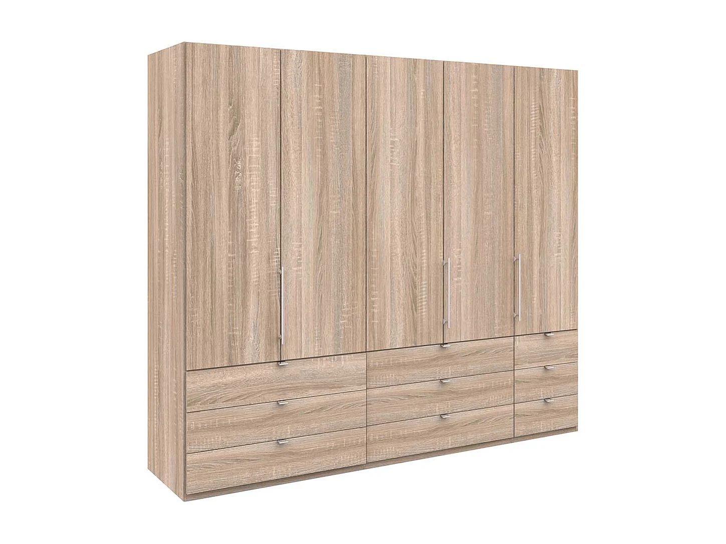 Falttüren Kleiderschrank in Eiche Sägerau neun Schubladen