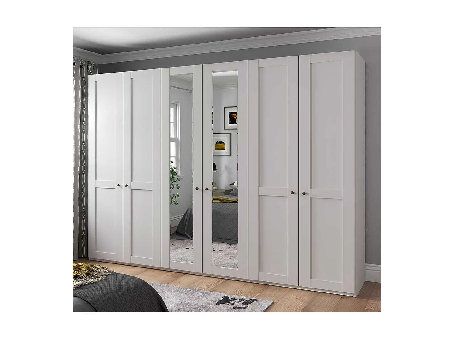 Kleiderschrank 6 Türen weiß im Landhausstil 300 cm breit