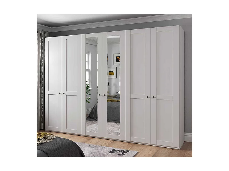 Kleiderschrank 6 Türen weiß im Landhausstil 300 cm breit