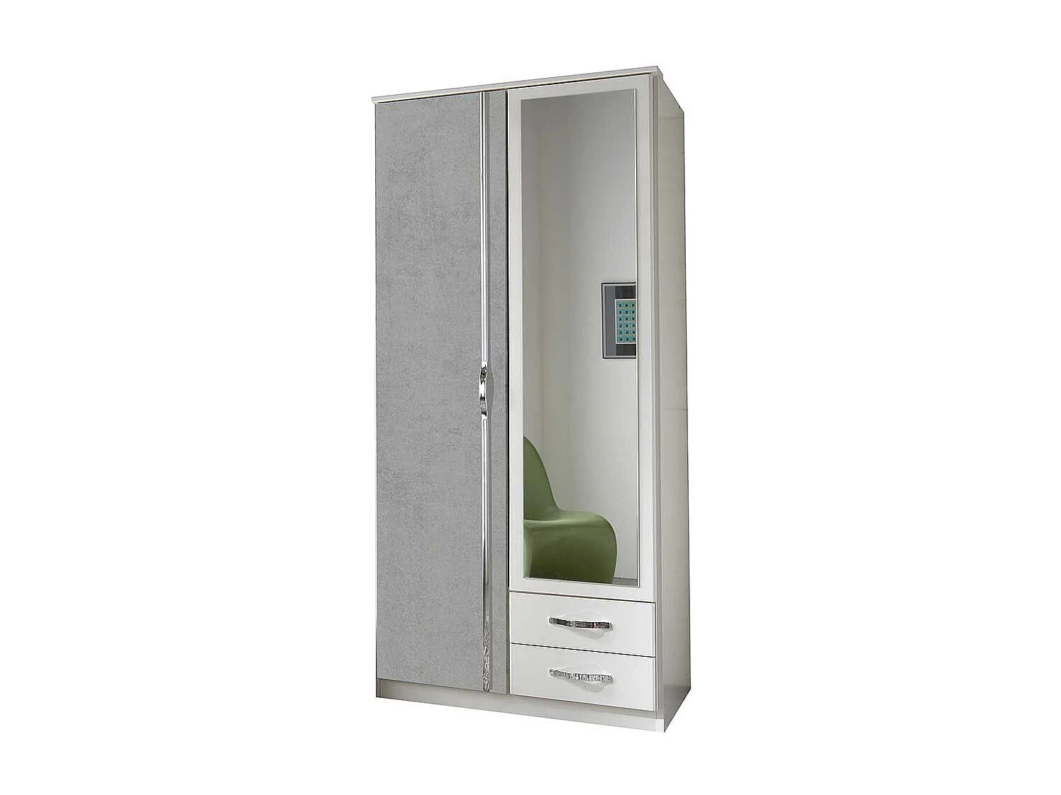 Kleiner Kleiderschrank mit Spiegeltür und Schubladen 91 cm breit