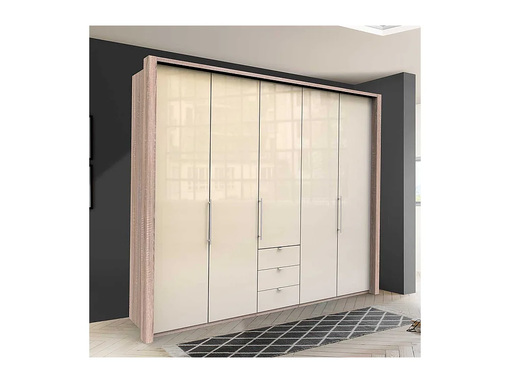 Falttüren Kleiderschrank in Cremefarben Eiche Sägerau