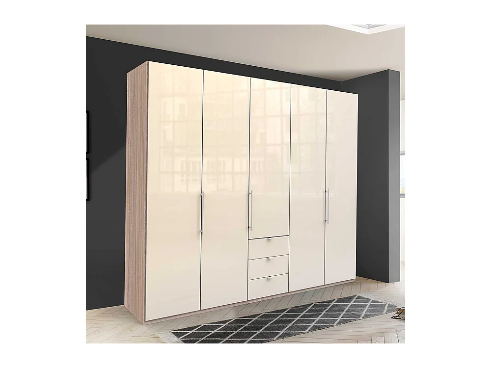 Falttüren Kleiderschrank in Cremefarben Eiche Sägerau