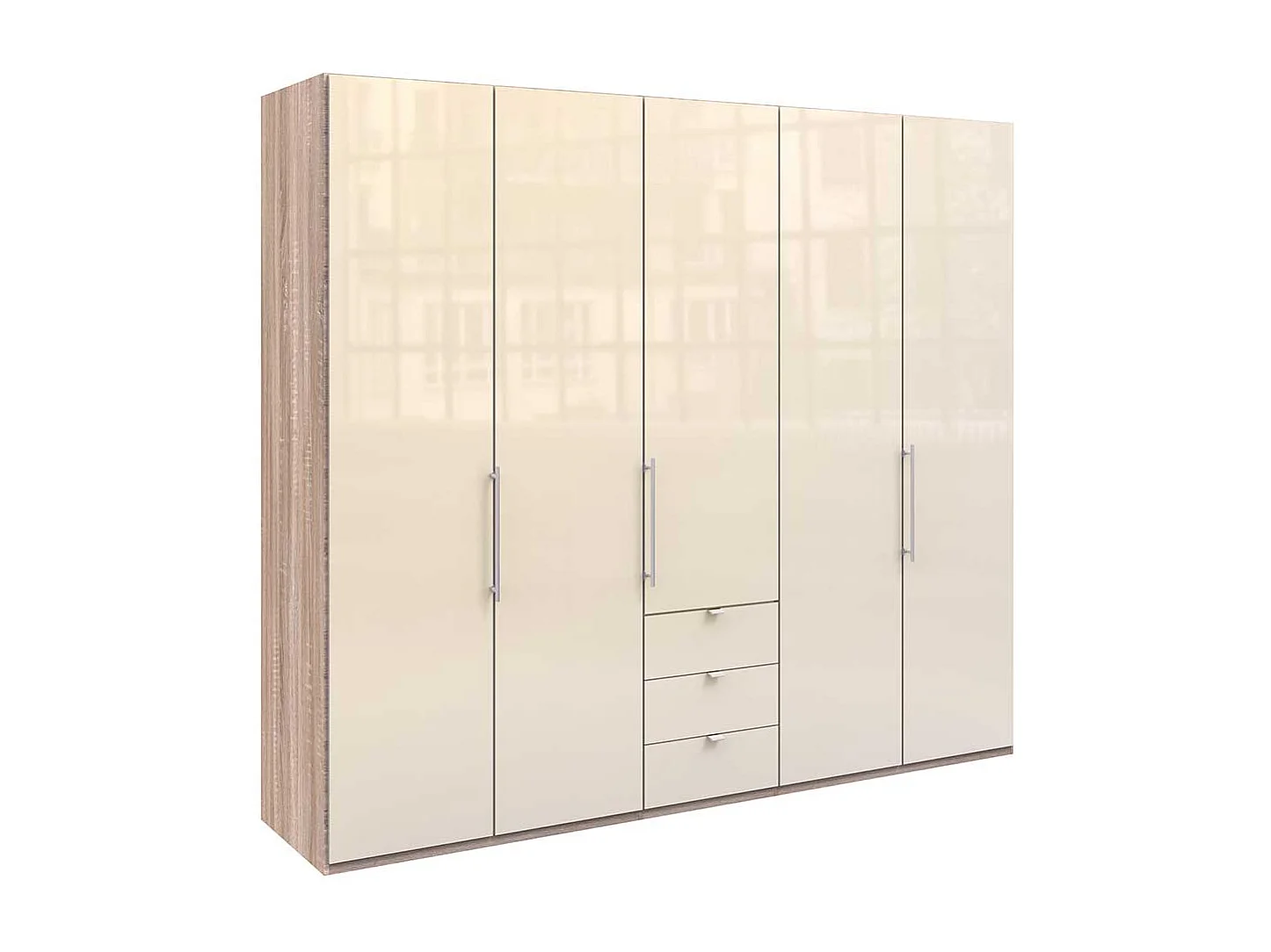 Falttüren Kleiderschrank in Cremefarben Eiche Sägerau