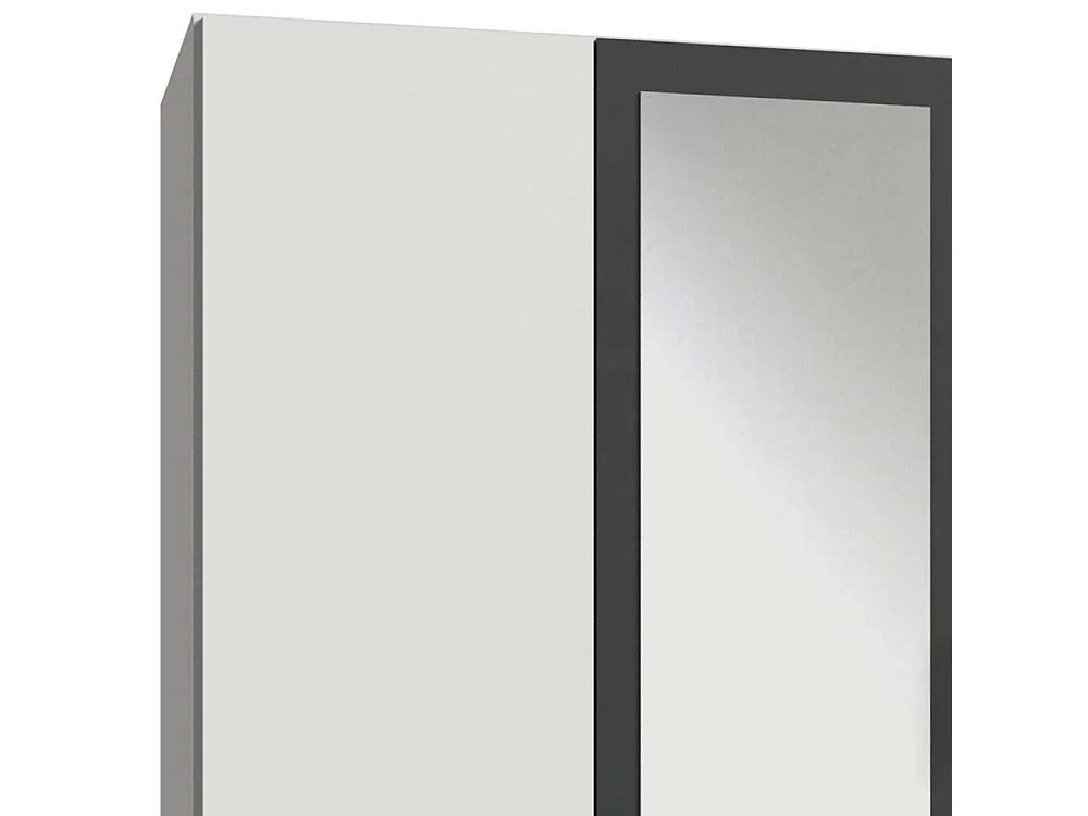 XL Kleiderschrank Schlafzimmer in Weiß und Dunkelgrau 58 cm tief