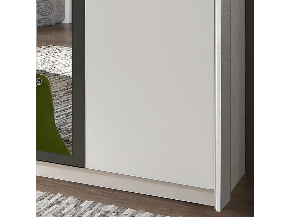 XL Kleiderschrank Schlafzimmer in Weiß und Dunkelgrau 58 cm tief