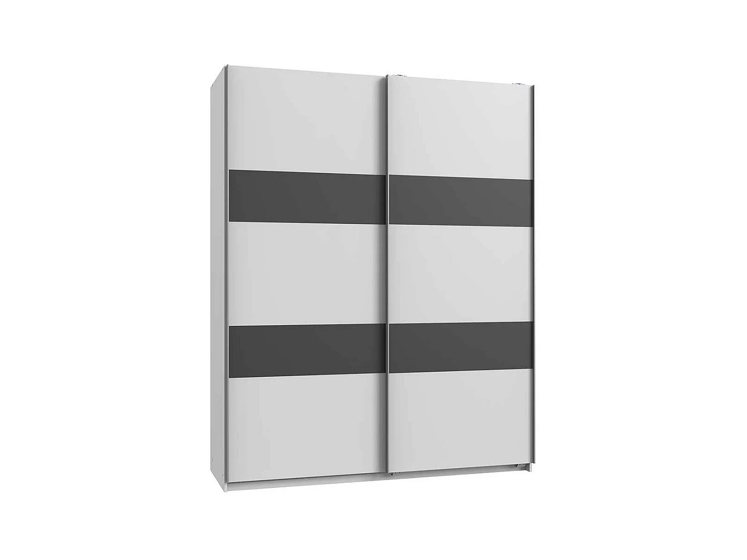 Schlafzimmer Gleittürenschrank in Weiß und Dunkelgrau 135 cm breit