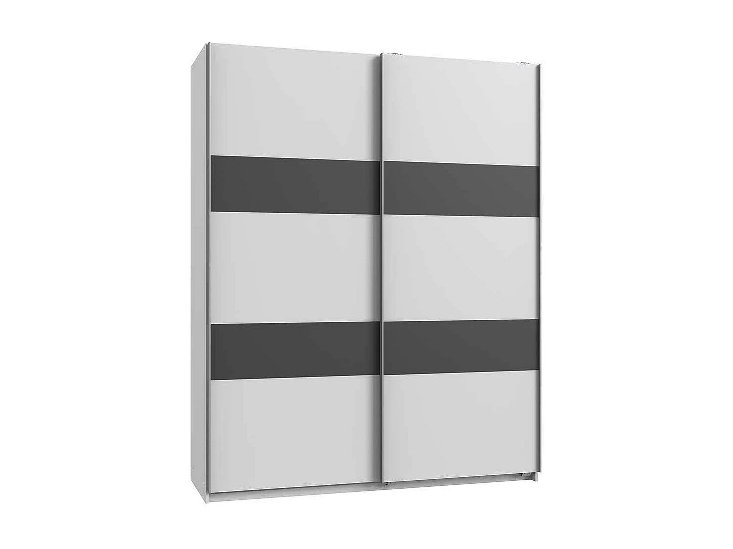 Schlafzimmer Gleittürenschrank in Weiß und Dunkelgrau 135 cm breit