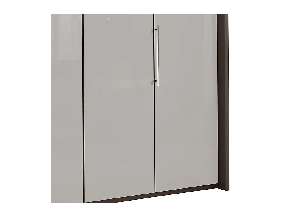 Falttüren Schlafzimmerschrank in Hellgrau und Braun LED Beleuchtung