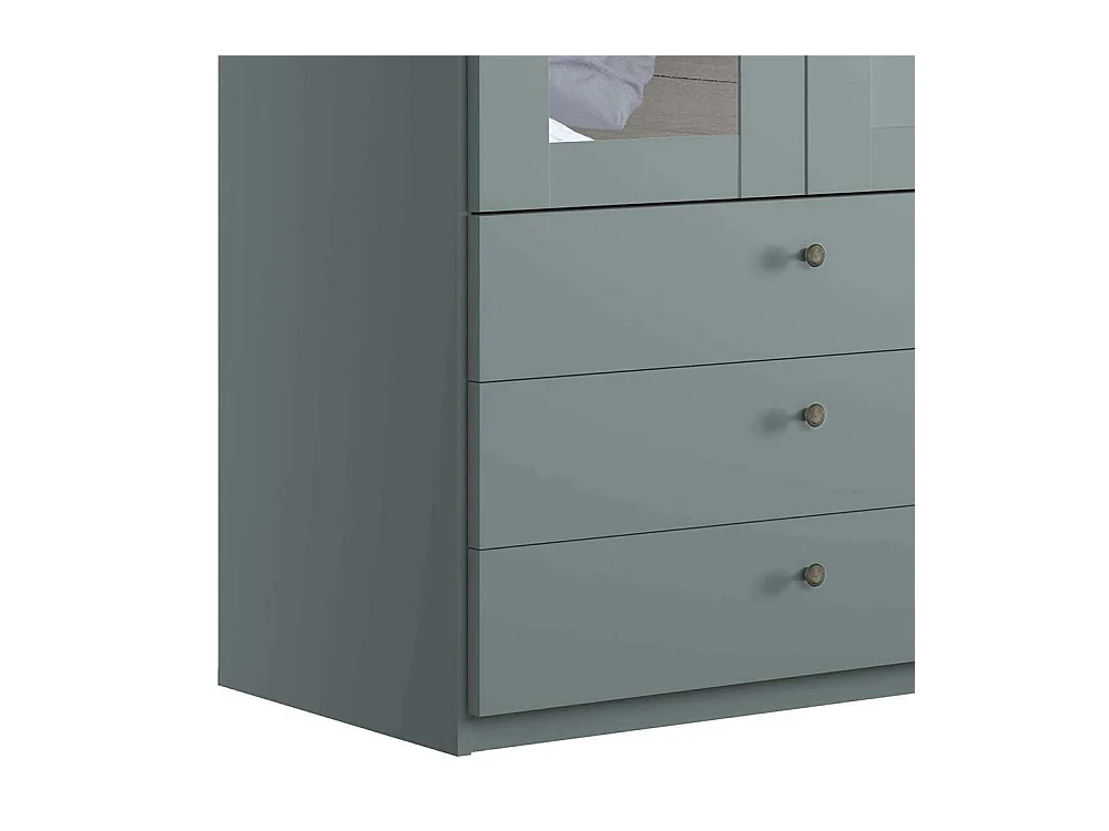 Kleiderschrank mit Spiegel links in Graugrün 100 cm breit