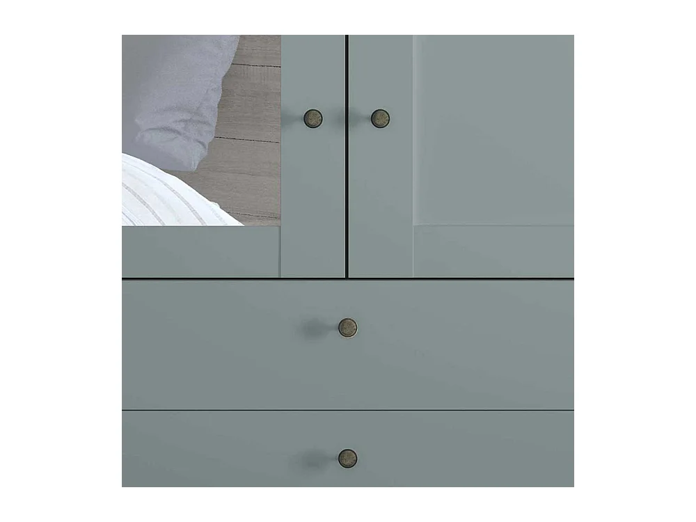 Kleiderschrank mit Spiegel links in Graugrün 100 cm breit