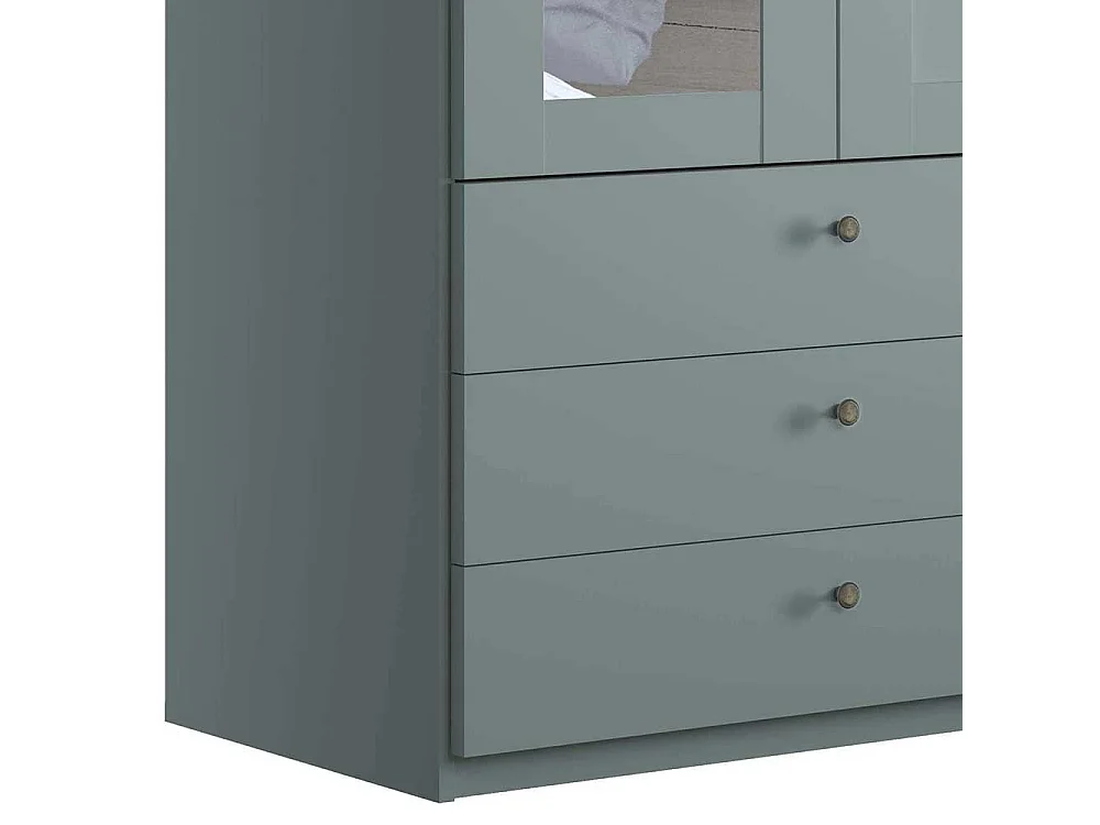 Kleiderschrank mit Spiegel links in Graugrün 100 cm breit