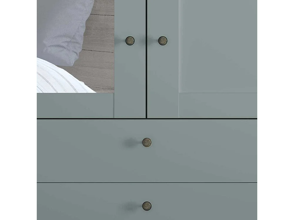 Kleiderschrank mit Spiegel links in Graugrün 100 cm breit