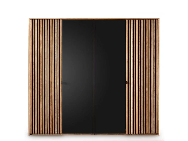 Kleiderschrank Massivholz Wildeiche Front glasbeschichtet Anthrazit