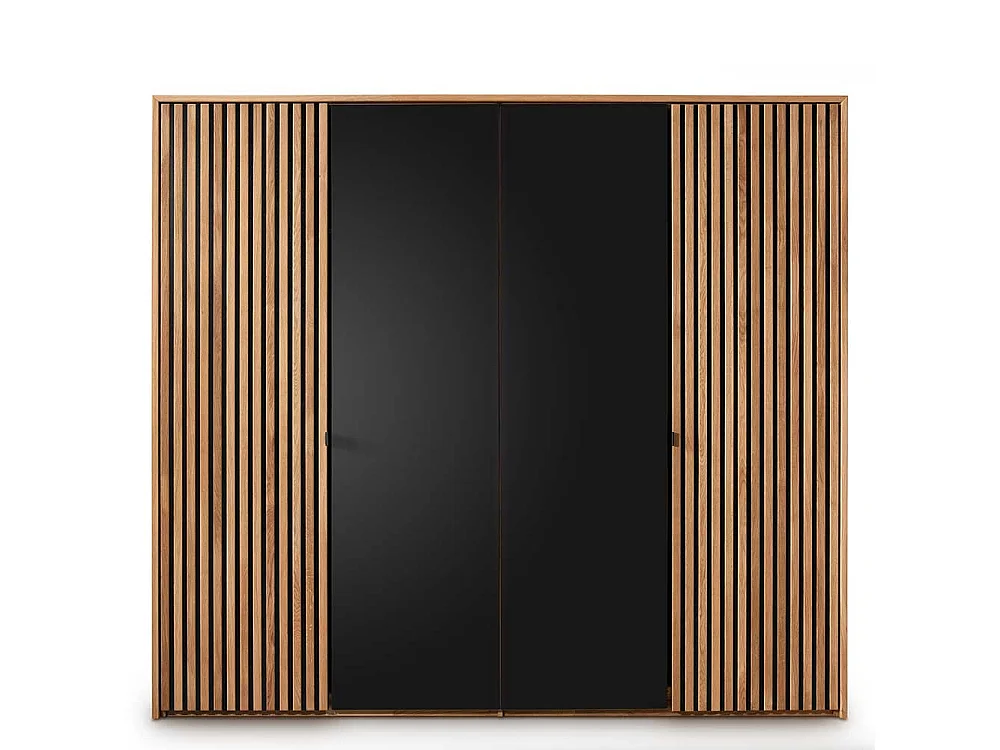 Kleiderschrank Massivholz Wildeiche Front glasbeschichtet Anthrazit