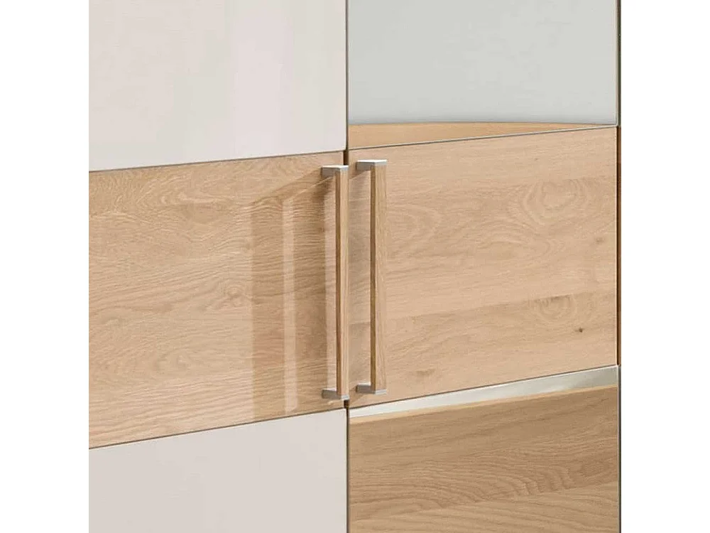 Schlafzimmer Kleiderschrank in Beige Glas beschichtet Spiegel