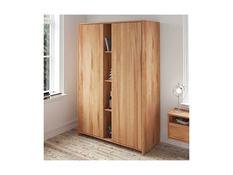 Kleiderschrank aus Kernbuche Massivholz mit offenen Fächern