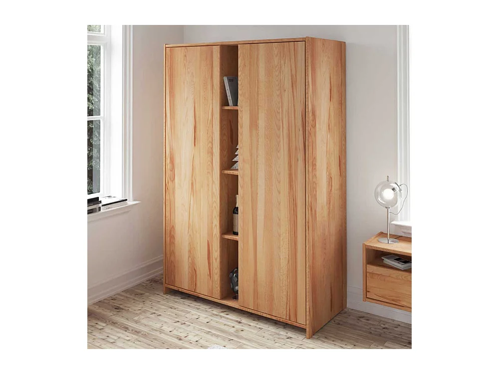 Kleiderschrank aus Kernbuche Massivholz mit offenen Fächern