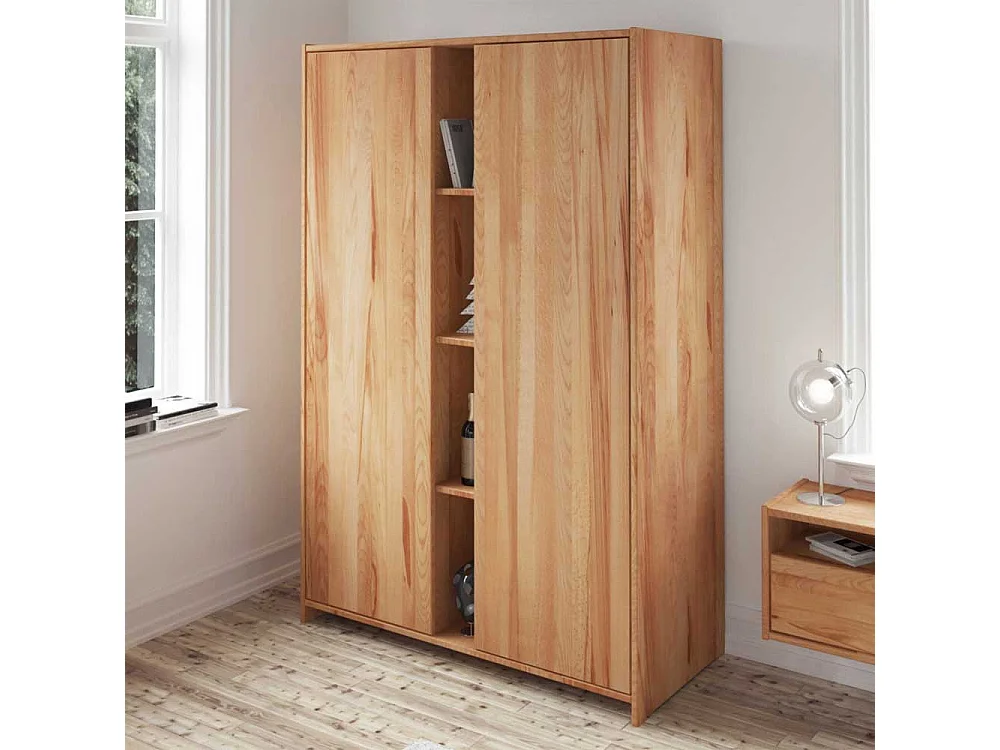 Kleiderschrank aus Kernbuche Massivholz mit offenen Fächern