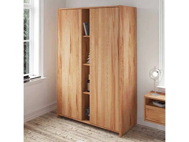 Kleiderschrank aus Kernbuche Massivholz mit offenen Fächern