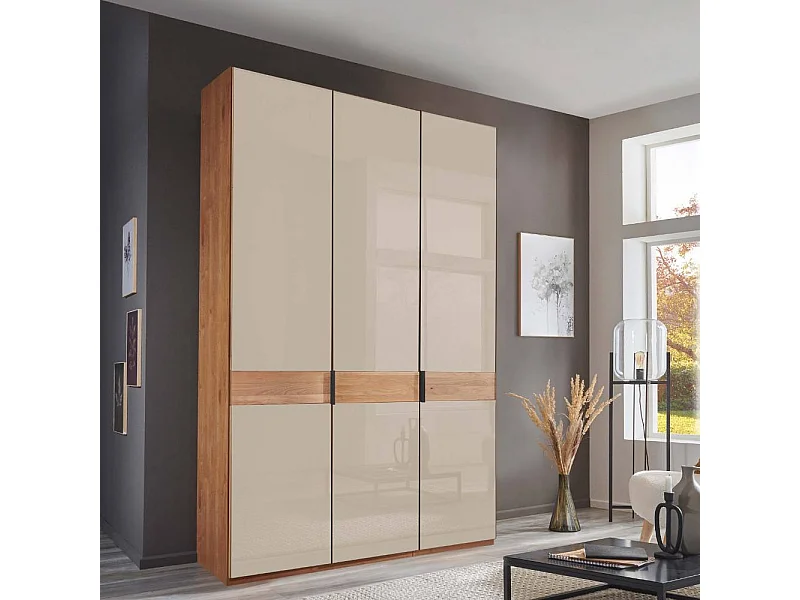 Kleiderschrank Garderobenschrank mit Drehtüren und zwei festen Kleiderstangen