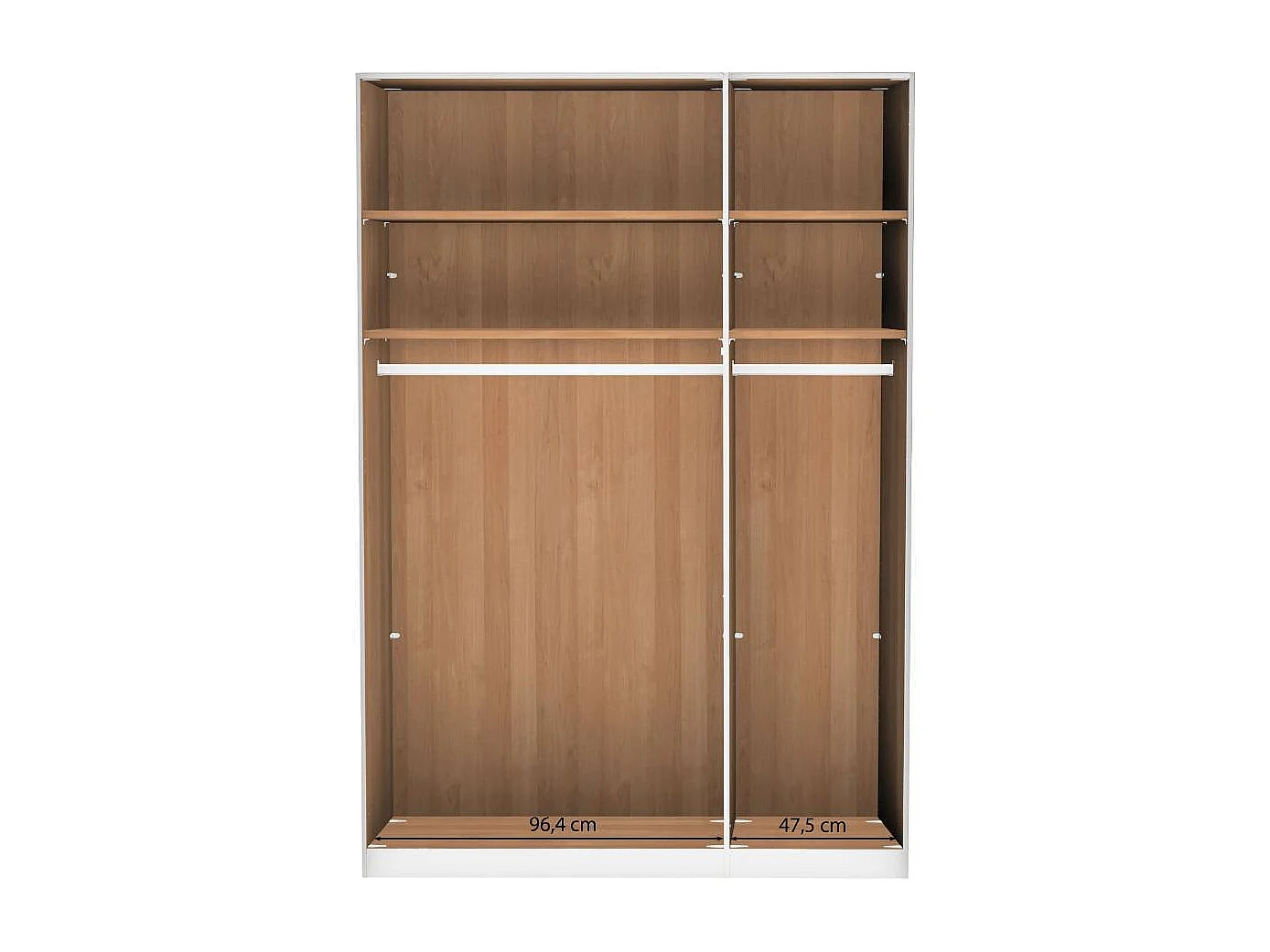 Kleiderschrank Garderobenschrank mit Drehtüren und zwei festen Kleiderstangen