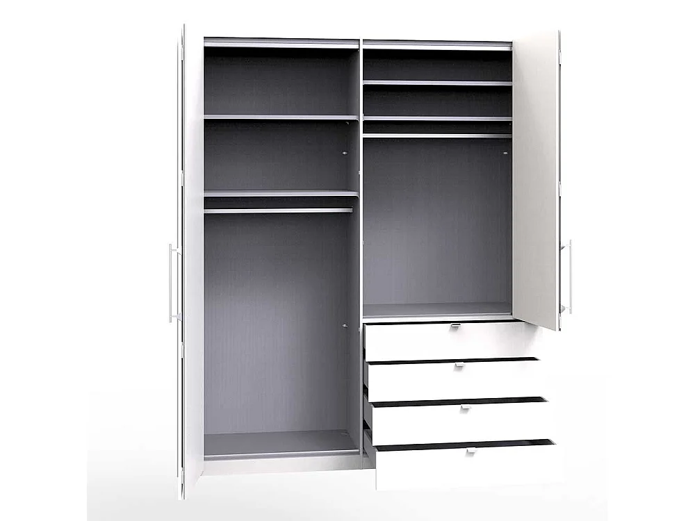 Jugend Kleiderschrank in Weiß Glas beschichtet Falttüren