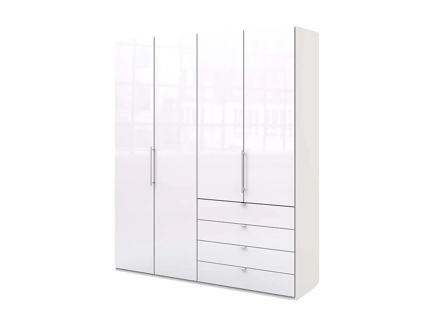 Jugend Kleiderschrank in Weiß Glas beschichtet Falttüren