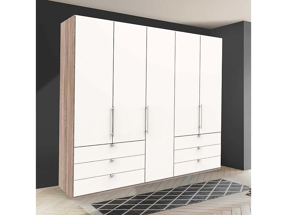 Luxus Schlafzimmerschrank in Weiß Eiche Sägerau