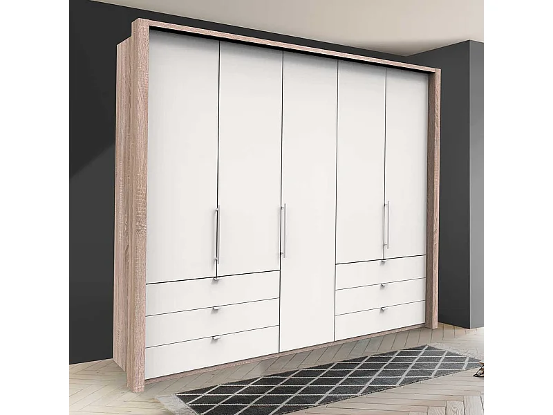 Luxus Schlafzimmerschrank in Weiß Eiche Sägerau