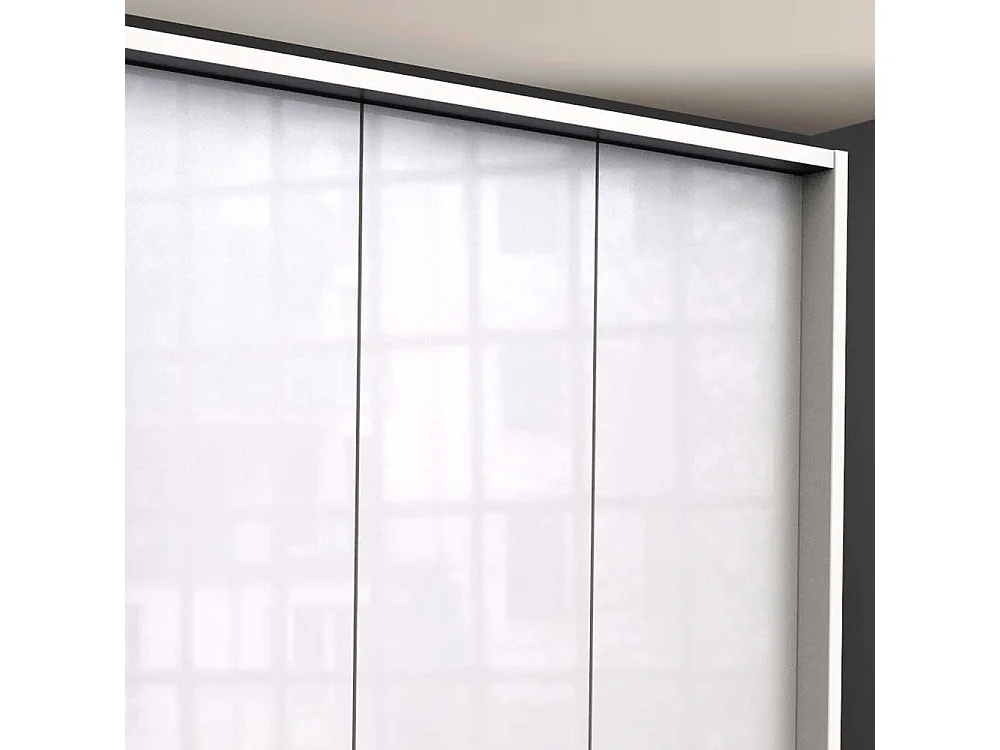 Kleiderschrank glasbeschichtet sechs Schubladen