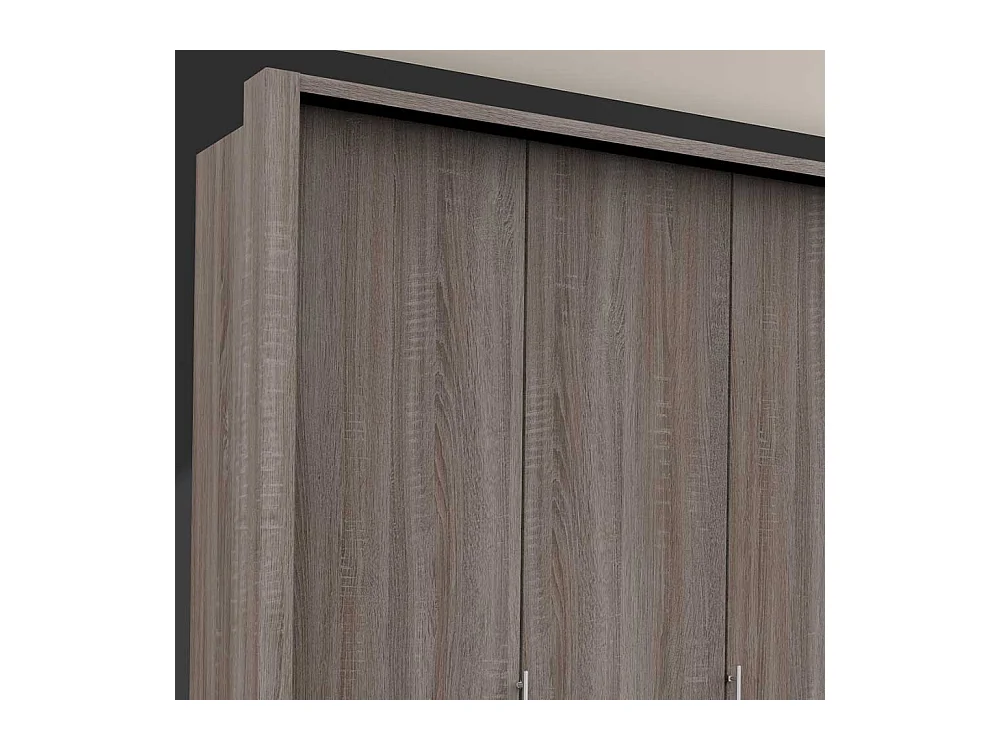 Falttüren Kleiderschrank in Eiche Trüffelfarben drei Schubladen