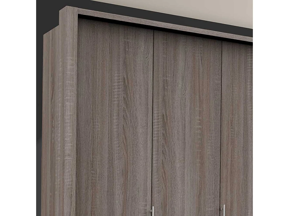 Falttüren Kleiderschrank in Eiche Trüffelfarben drei Schubladen