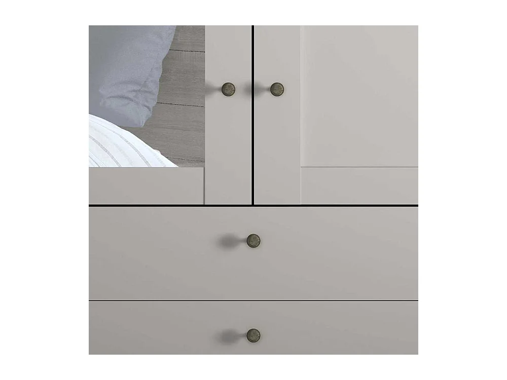 Kleiderschrank Spiegel links mit drei Schubladen Hellgrau