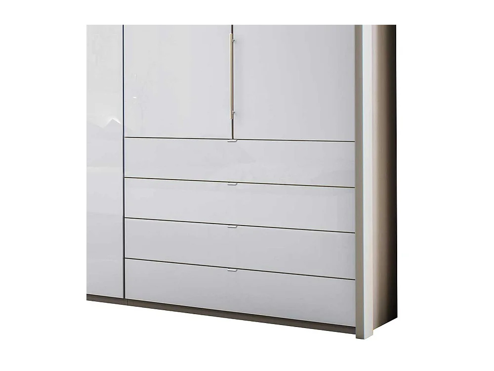 Falttüren Schlafzimmerschrank in Weiß und Hellgrau LED Beleuchtung