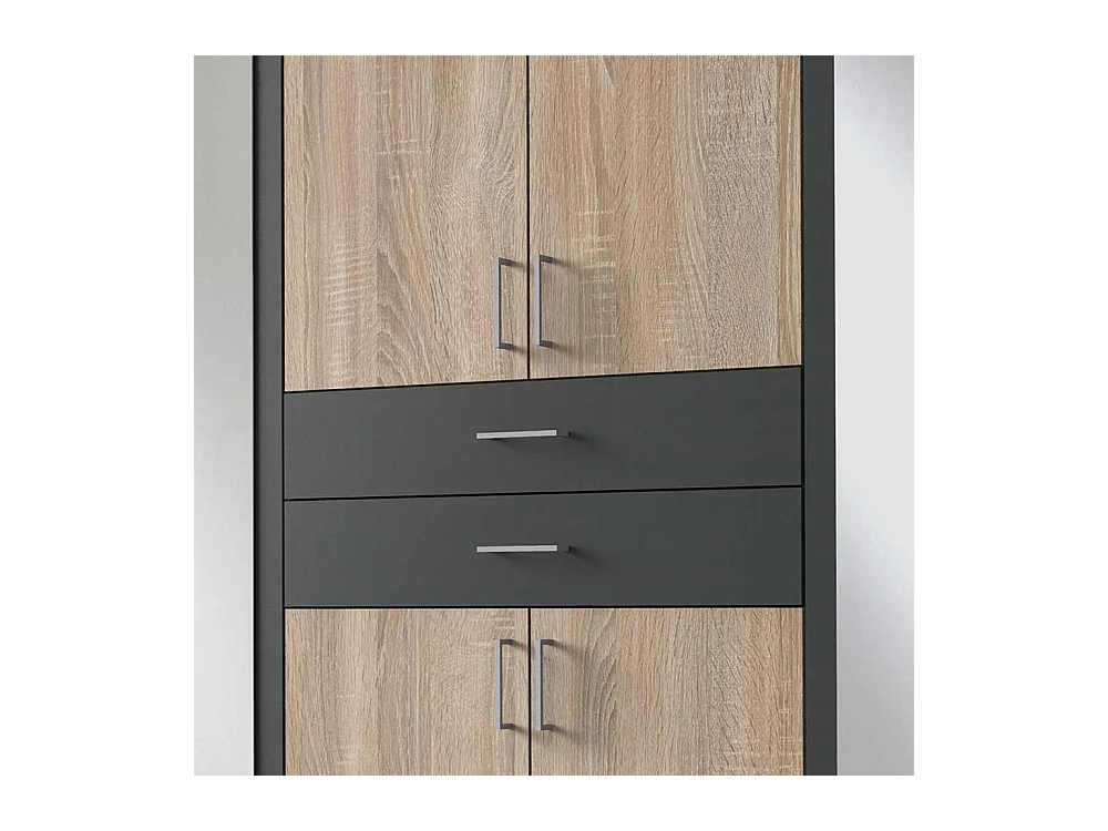 Drehtürschrank Schlafzimmer groß in Eiche Sägerau Dunkelgrau