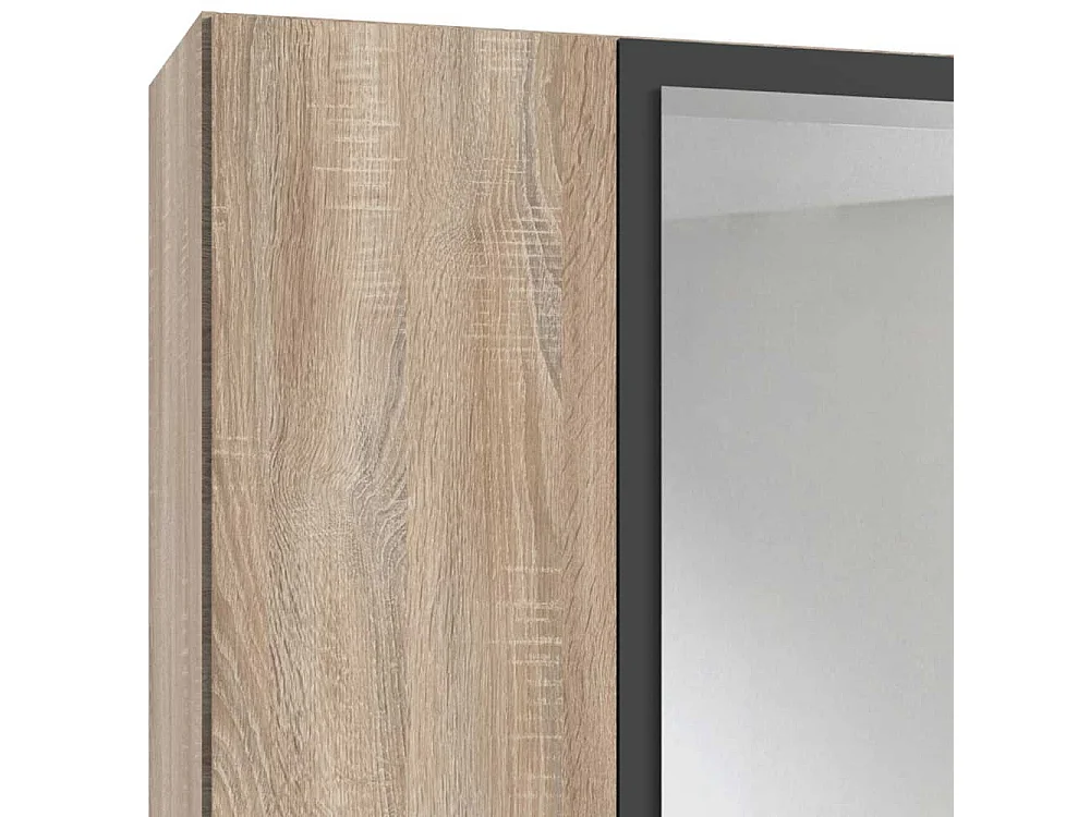 Drehtürschrank Schlafzimmer groß in Eiche Sägerau Dunkelgrau