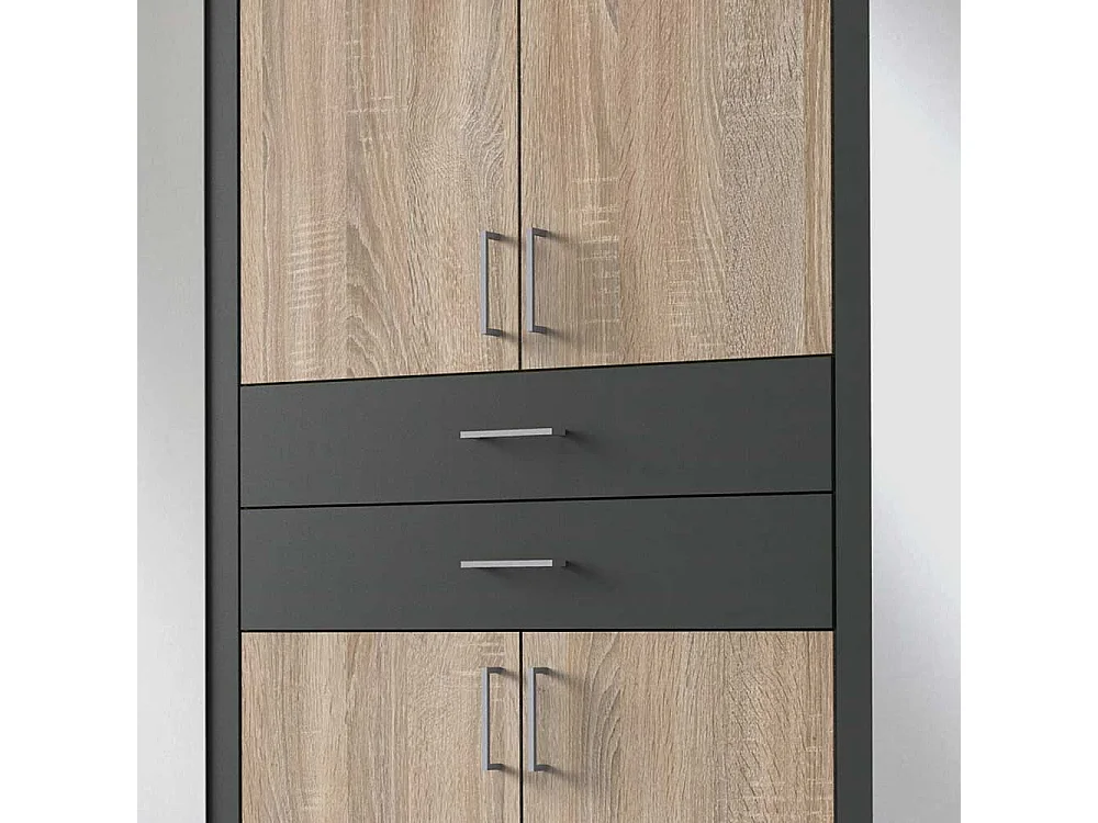 Drehtürschrank Schlafzimmer groß in Eiche Sägerau Dunkelgrau