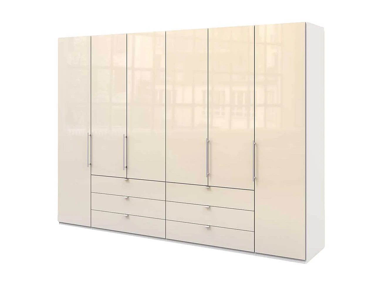 Kleiderschrank in Cremefarben und Weiß Falttüren