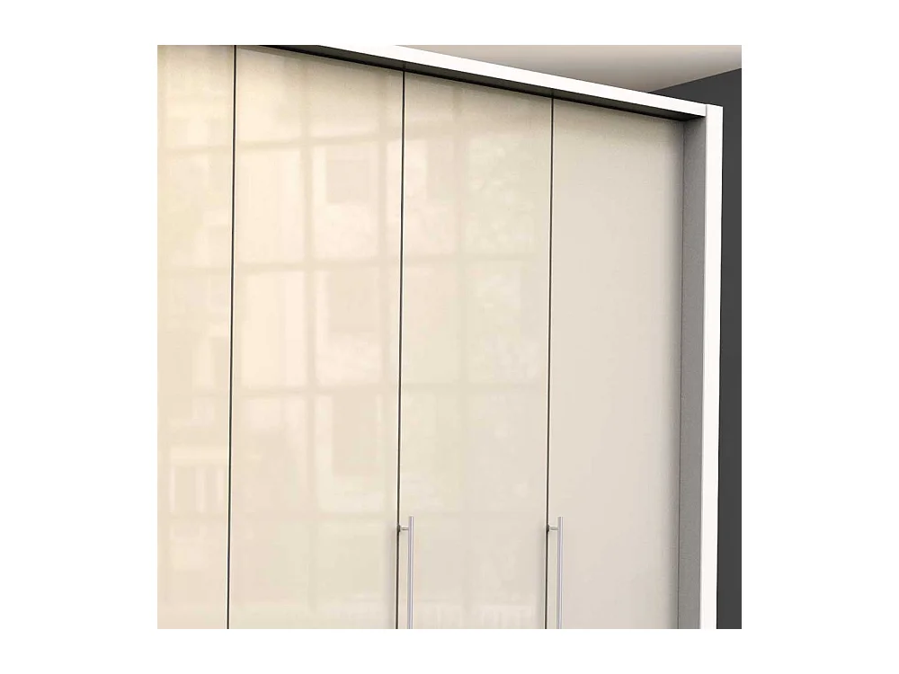 Cremefarbener Schlafzimmerschrank 4 türig 8 Schubladen
