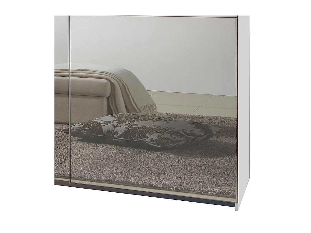 Schwebetürenschrank Weiß Spiegelfront 179 cm breit 198 cm hoch