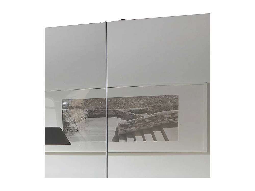 Schwebetürenschrank Weiß Spiegelfront 179 cm breit 198 cm hoch