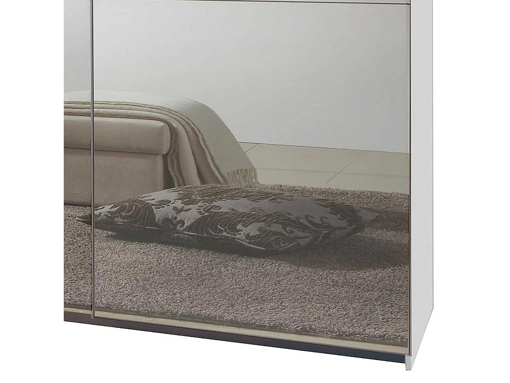 Schwebetürenschrank Weiß Spiegelfront 179 cm breit 198 cm hoch