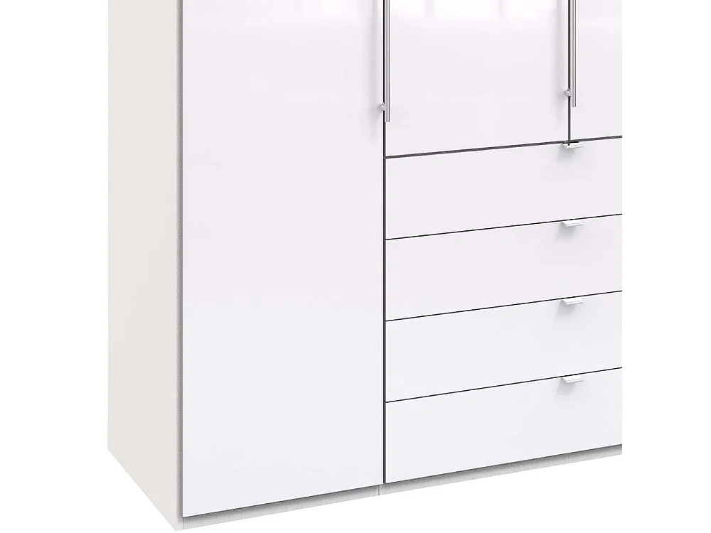 Weißer Kleiderschrank mit Schubladen Falttüren